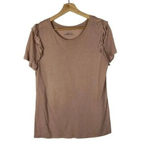 14th & Union Light Pink Ruffle Sleeve Short Sleeve Top M
